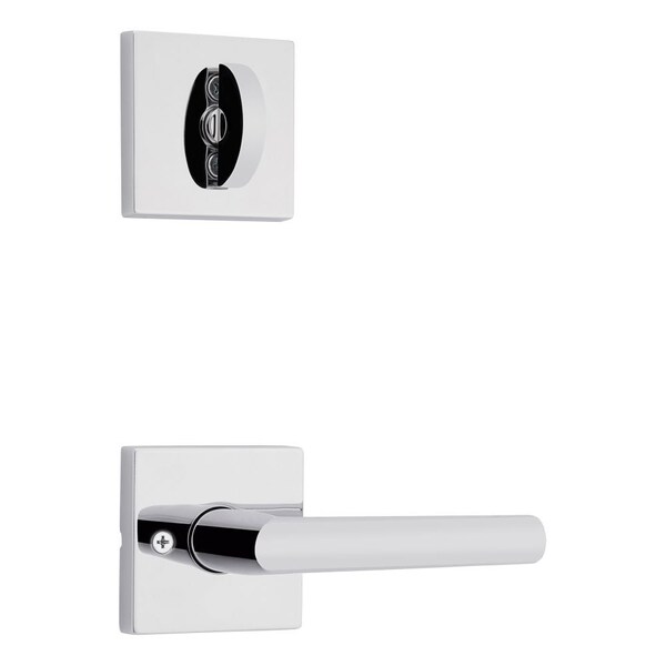 Milan Lever , Square Rose Interior Single Cylinder Handleset Trim , New Chassis Bright Chrome Finish